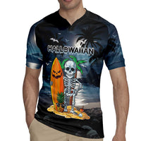 Personalised Hawaii Halloween Rugby Jersey Hallowaiian Skeleton Surf