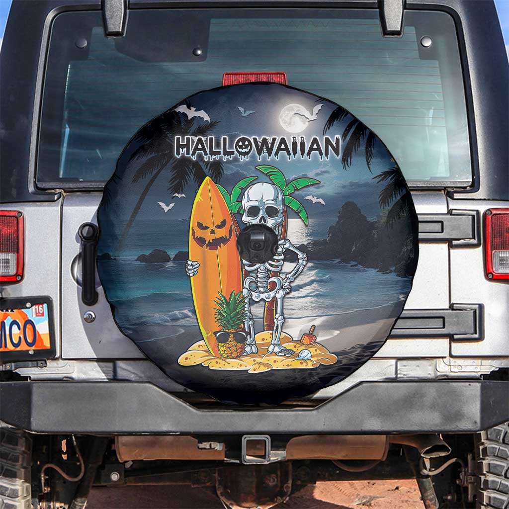 Hawaii Halloween Spare Tire Cover Hallowaiian Skeleton Surf