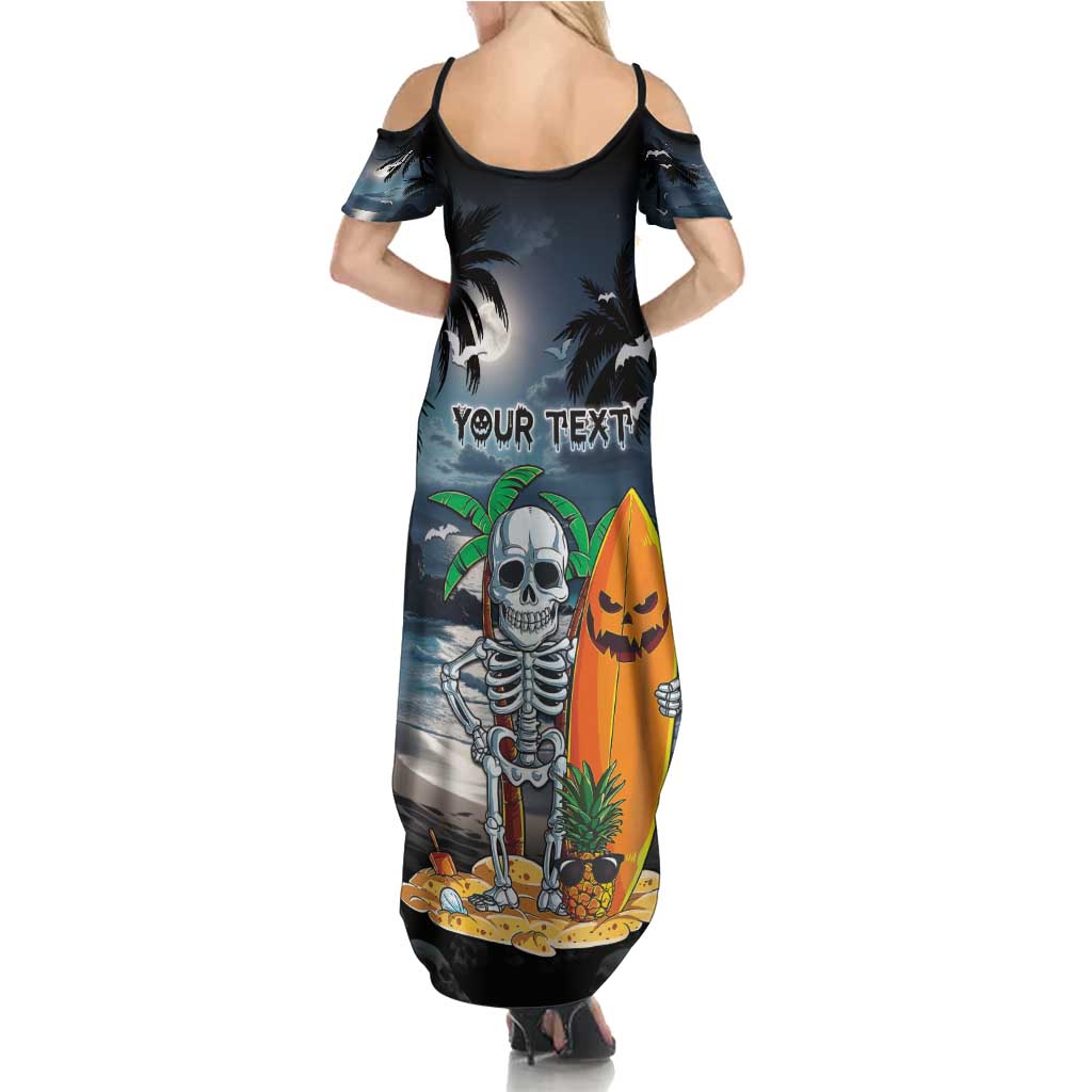 Personalised Hawaii Halloween Summer Maxi Dress Hallowaiian Skeleton Surf LT05 - Polynesian Pride