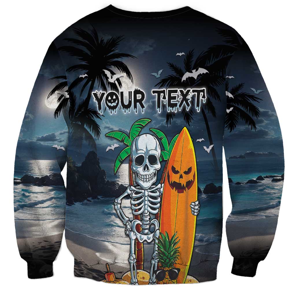 Personalised Hawaii Halloween Sweatshirt Hallowaiian Skeleton Surf LT05 - Polynesian Pride