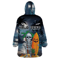 Personalised Hawaii Halloween Wearable Blanket Hoodie Hallowaiian Skeleton Surf LT05 - Polynesian Pride