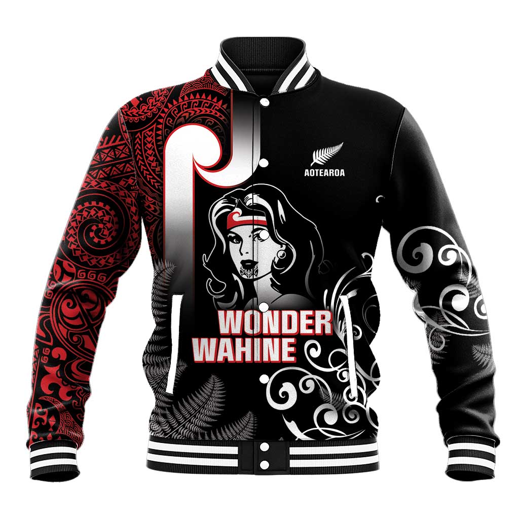 New Zealand Aotearoa Mana Wahine Baseball Jacket LT05 Unisex Black - Polynesian Pride