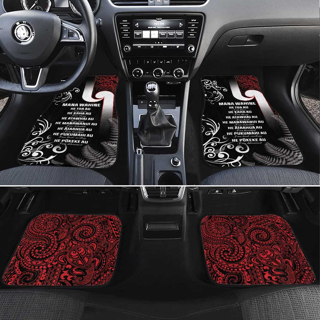 New Zealand Aotearoa Mana Wahine Car Mats LT05 Set 4pcs Black - Polynesian Pride