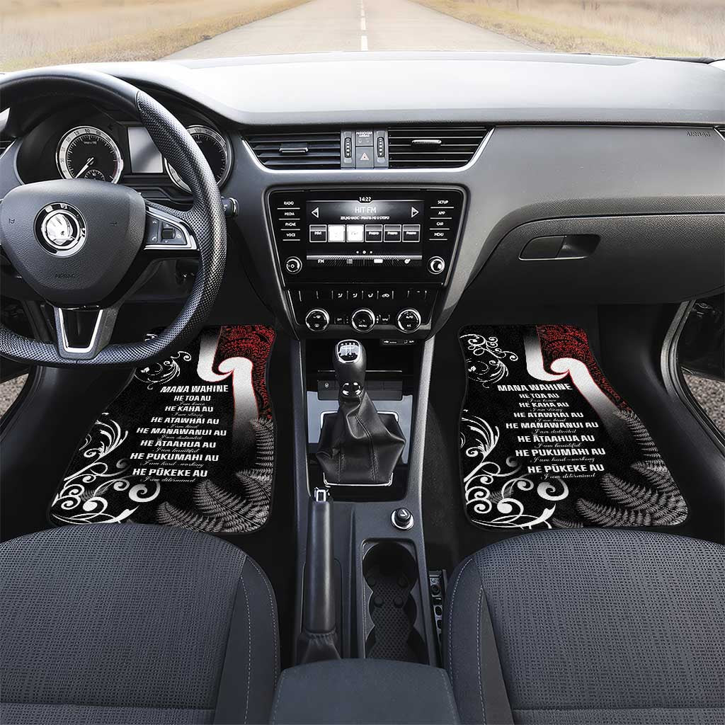 New Zealand Aotearoa Mana Wahine Car Mats LT05 Set 2pcs - Front Black - Polynesian Pride