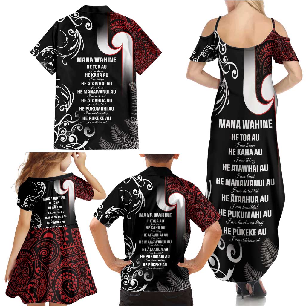 New Zealand Aotearoa Mana Wahine Family Matching Summer Maxi Dress and Hawaiian Shirt LT05 - Polynesian Pride