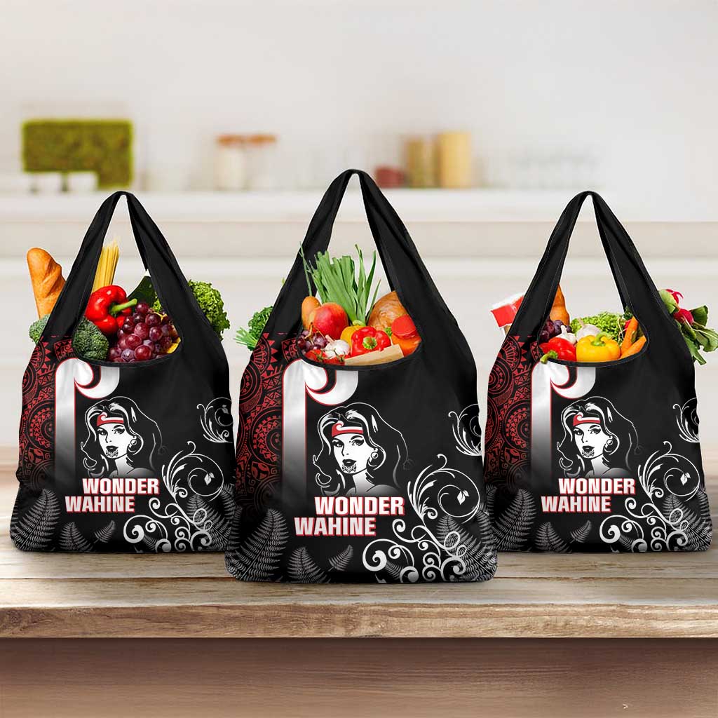 New Zealand Aotearoa Mana Wahine Grocery Bag LT05 3-pack One Size Black - Polynesian Pride