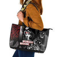 New Zealand Aotearoa Mana Wahine Leather Tote Bag LT05 Black - Polynesian Pride