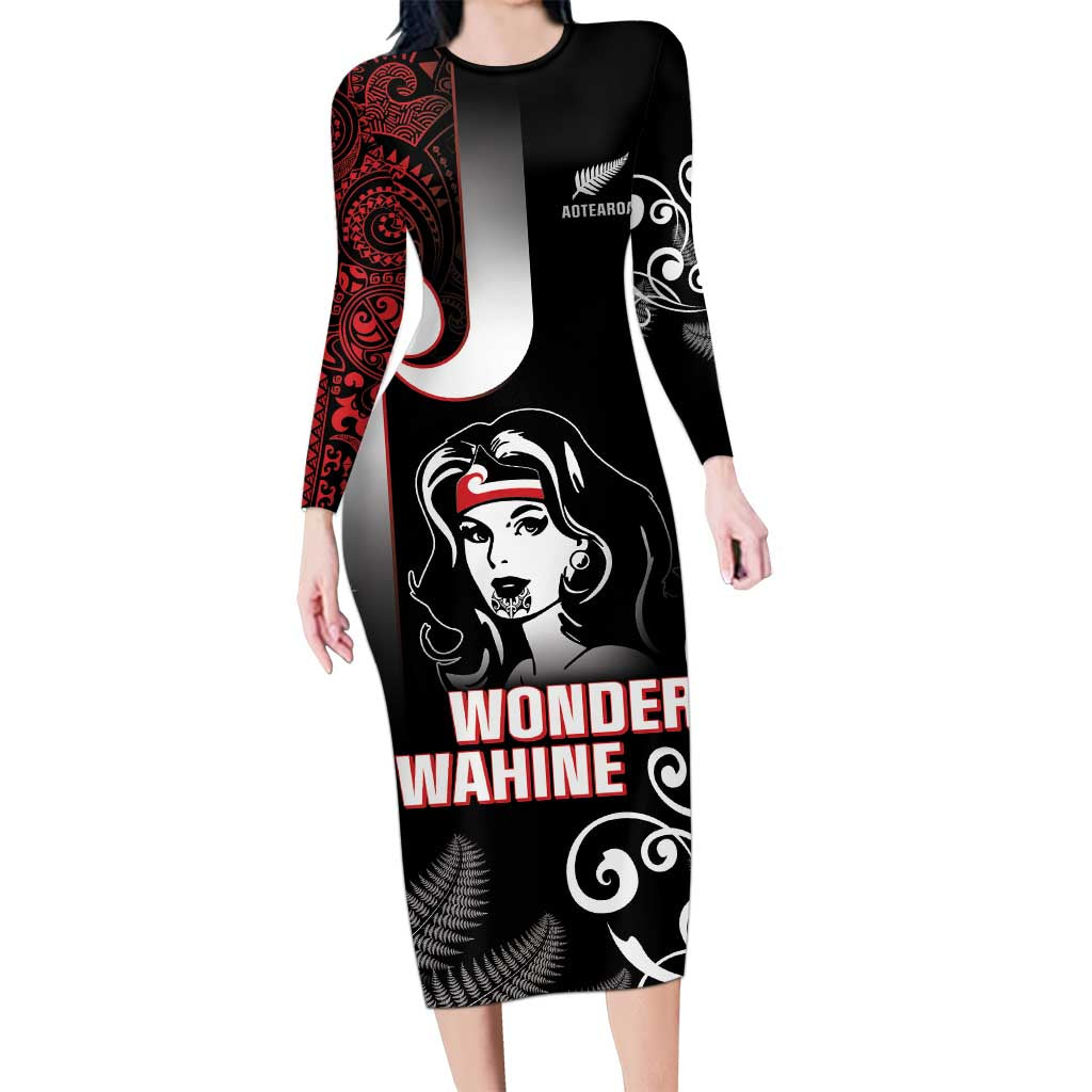 New Zealand Aotearoa Mana Wahine Long Sleeve Bodycon Dress