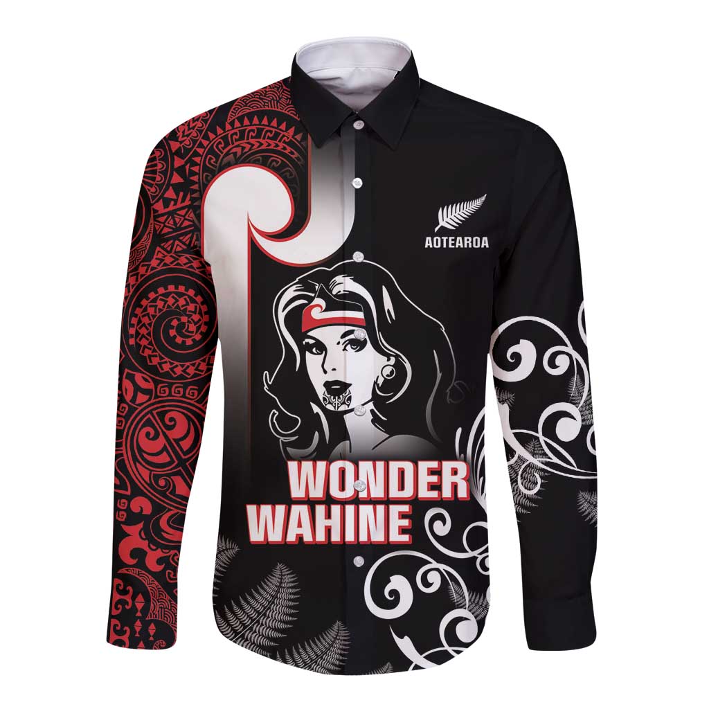 New Zealand Aotearoa Mana Wahine Long Sleeve Button Shirt