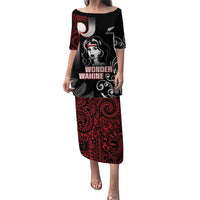 New Zealand Aotearoa Mana Wahine Puletasi LT05 Long Dress Black - Polynesian Pride