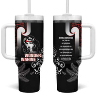 New Zealand Aotearoa Mana Wahine Tumbler With Handle LT05 One Size: 40 oz Black - Polynesian Pride