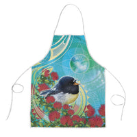 New Zealand Tomtit Apron Maori Koru With Pohutukawa Galaxy Style - Polynesian Pride