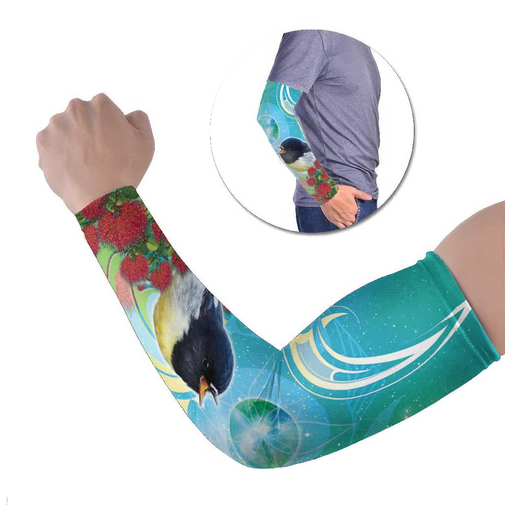 New Zealand Tomtit Arm Sleeves Maori Koru With Pohutukawa Galaxy Style - Polynesian Pride