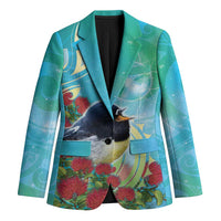 New Zealand Tomtit Blazer Maori Koru With Pohutukawa Galaxy Style - Polynesian Pride