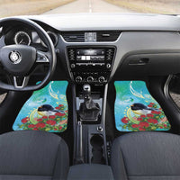 New Zealand Tomtit Car Mats Maori Koru With Pohutukawa Galaxy Style - Polynesian Pride