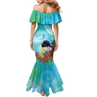 New Zealand Tomtit Family Matching Mermaid Dress and Hawaiian Shirt Maori Koru With Pohutukawa Galaxy Style - Polynesian Pride