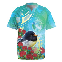 New Zealand Tomtit Rugby Jersey Maori Koru With Pohutukawa Galaxy Style - Polynesian Pride