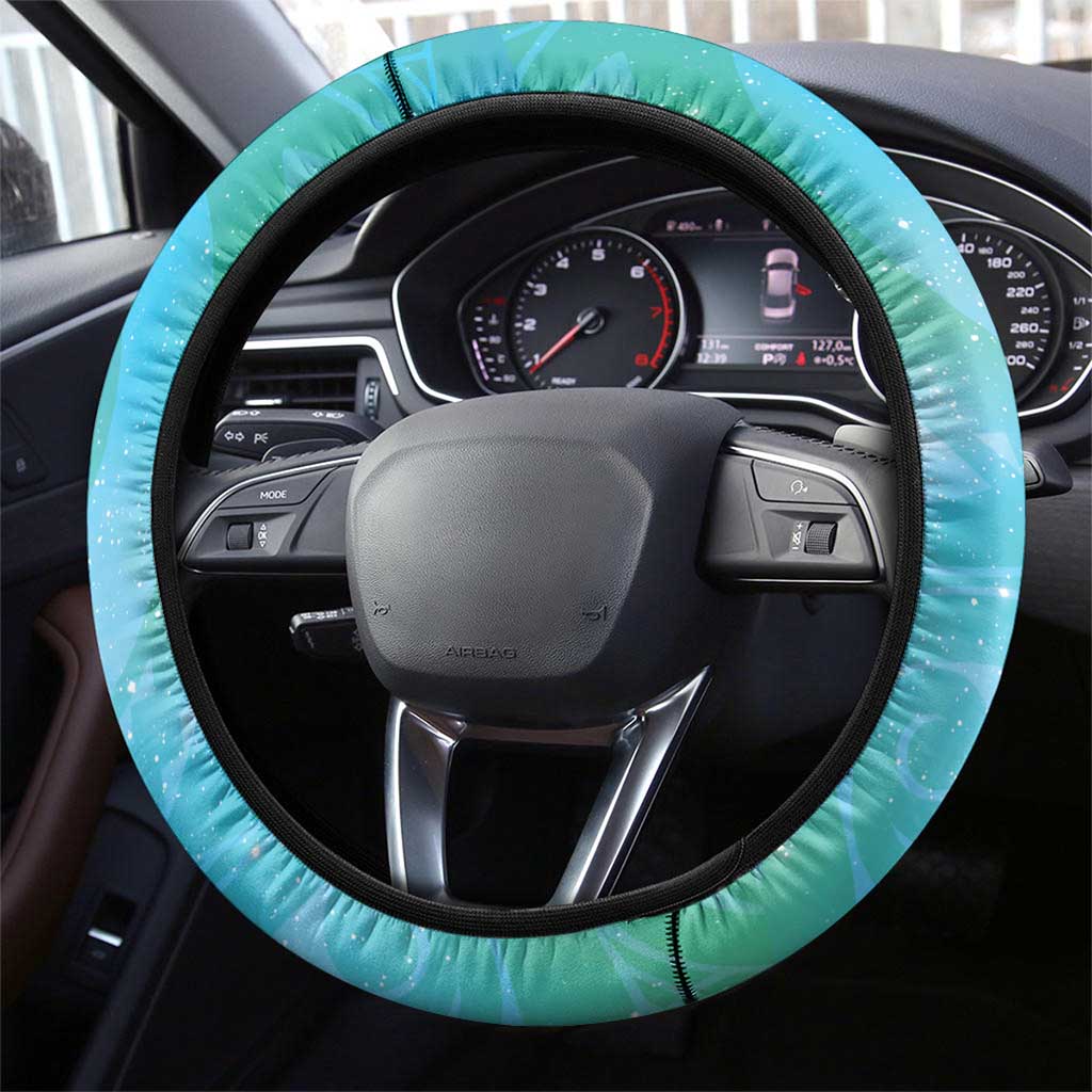 New Zealand Tomtit Steering Wheel Cover Maori Koru With Pohutukawa Galaxy Style - Polynesian Pride