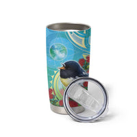 New Zealand Tomtit Tumbler Cup Maori Koru With Pohutukawa Galaxy Style - Polynesian Pride