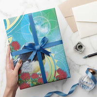 New Zealand Tomtit Wrapping Paper Maori Koru With Pohutukawa Galaxy Style LT05 - Polynesian Pride