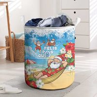 Guam Christmas Laundry Basket Felis Pasgua Chilling Santa - Polynesian Pride