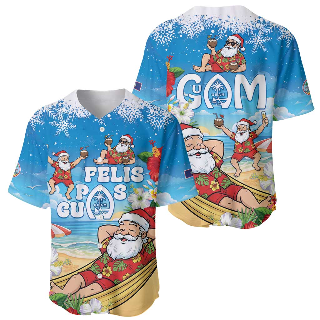 Guam Christmas Baseball Jersey Felis Pasgua Chilling Santa - Polynesian Pride