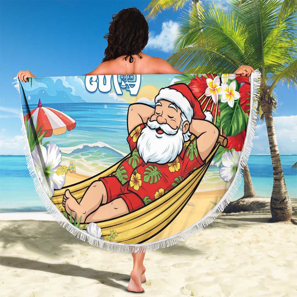 Guam Christmas Beach Blanket Felis Pasgua Chilling Santa - Polynesian Pride