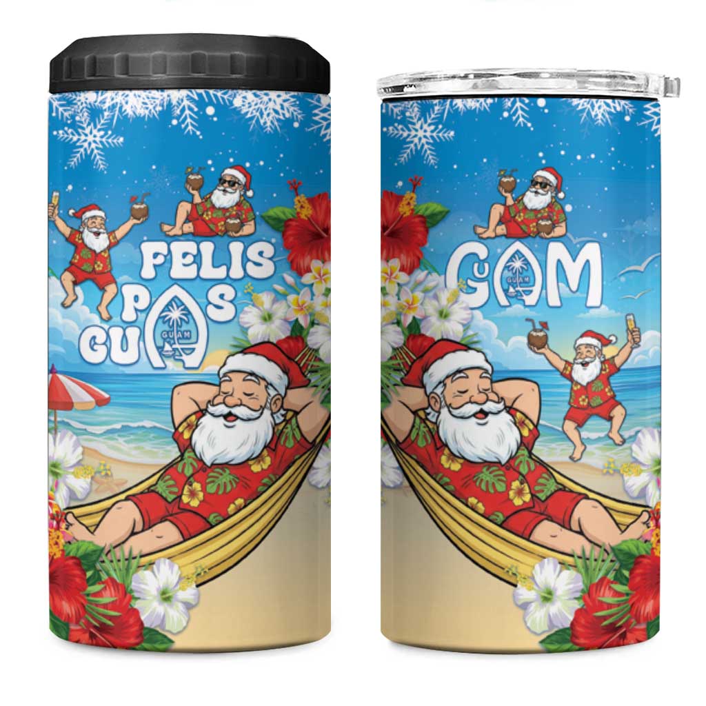Guam Christmas 4 in 1 Can Cooler Tumbler Felis Pasgua Chilling Santa - Polynesian Pride