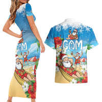 Guam Christmas Couples Matching Short Sleeve Bodycon Dress and Hawaiian Shirt Felis Pasgua Chilling Santa - Polynesian Pride