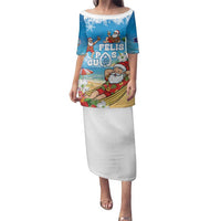 Guam Christmas Family Matching Puletasi and Hawaiian Shirt Felis Pasgua Chilling Santa - Polynesian Pride