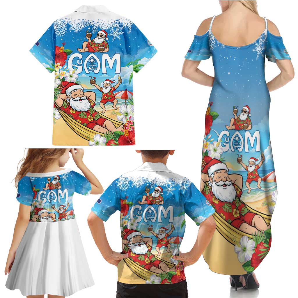 Guam Christmas Family Matching Summer Maxi Dress and Hawaiian Shirt Felis Pasgua Chilling Santa - Polynesian Pride