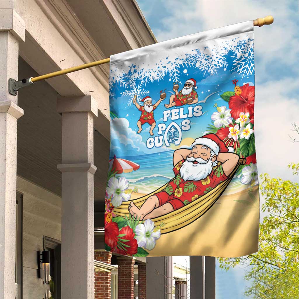 Guam Christmas Garden Flag Felis Pasgua Chilling Santa - Polynesian Pride