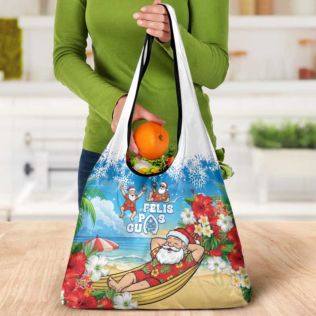 Guam Christmas Grocery Bag Felis Pasgua Chilling Santa - Polynesian Pride