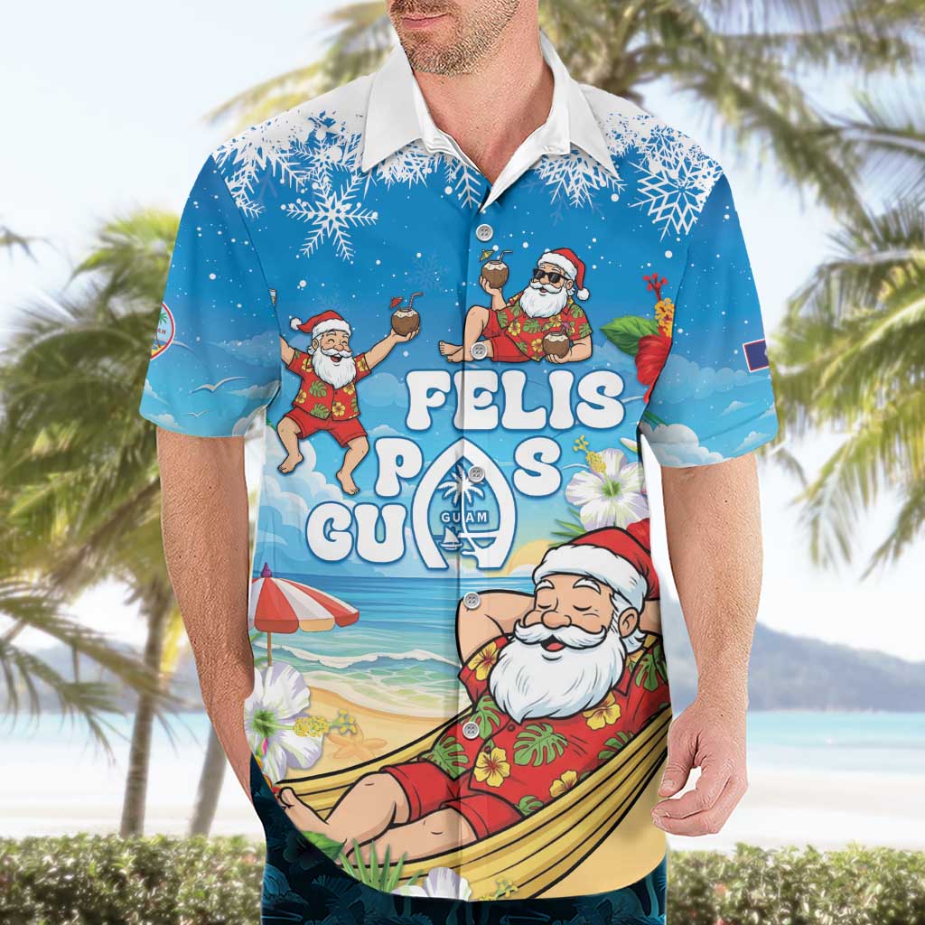 Guam Christmas Hawaiian Shirt Felis Pasgua Chilling Santa - Polynesian Pride
