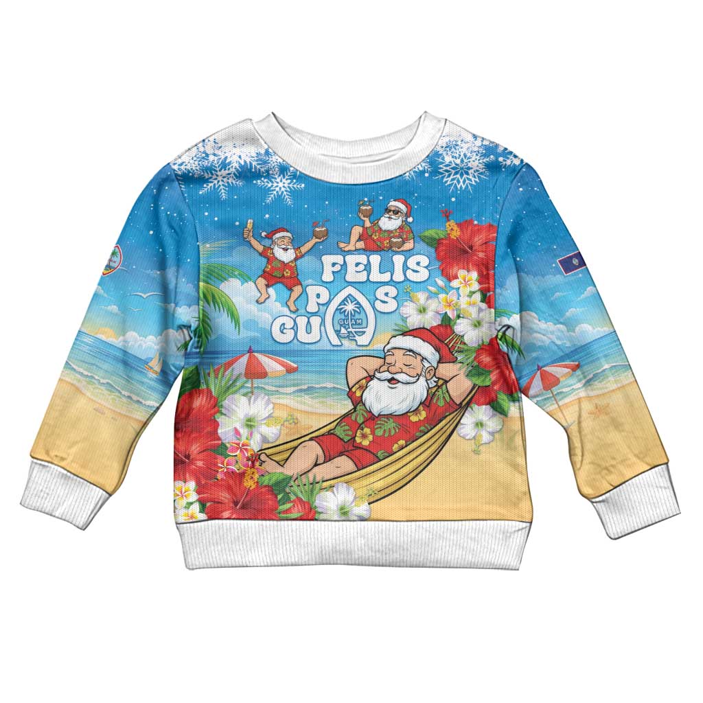 Guam Christmas Kid Ugly Christmas Sweater Felis Pasgua Chilling Santa - Polynesian Pride