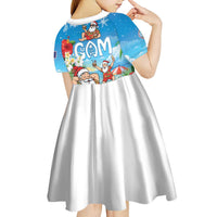 Guam Christmas Kid Short Sleeve Dress Felis Pasgua Chilling Santa LT05 - Polynesian Pride