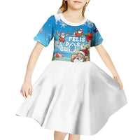 Guam Christmas Kid Short Sleeve Dress Felis Pasgua Chilling Santa LT05 - Polynesian Pride