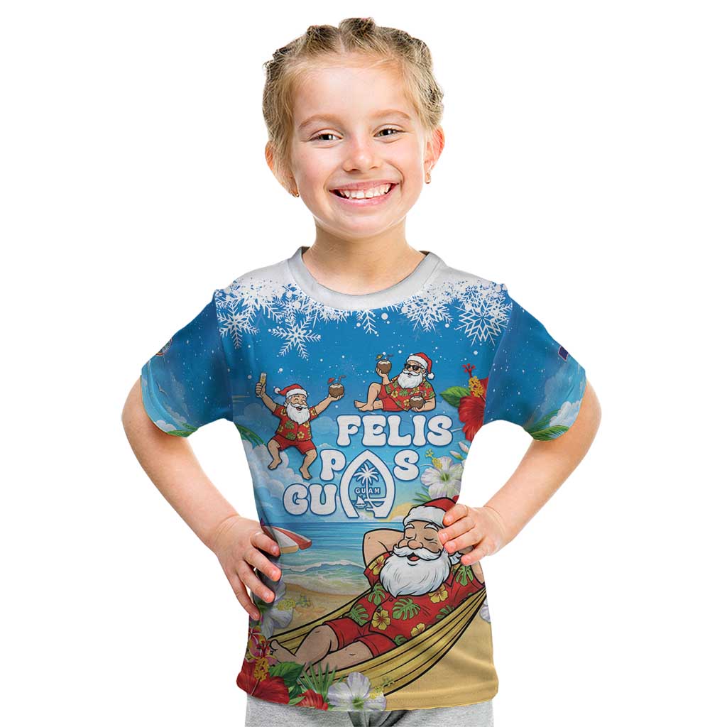 Guam Christmas Kid T Shirt Felis Pasgua Chilling Santa - Polynesian Pride