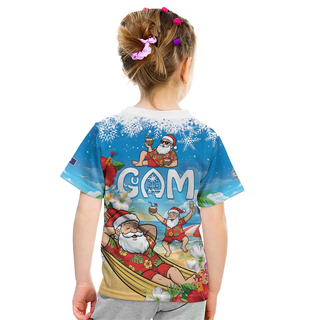 Guam Christmas Kid T Shirt Felis Pasgua Chilling Santa - Polynesian Pride