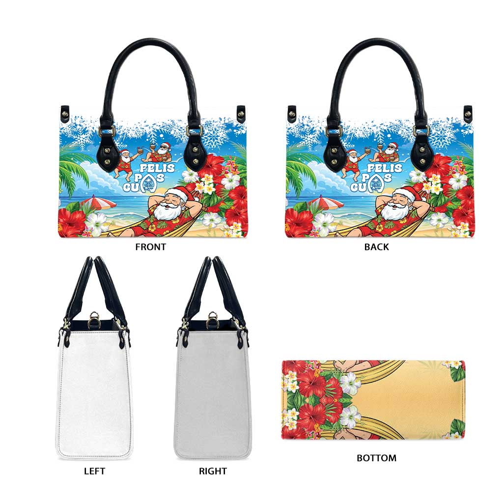 Guam Christmas Leather Bag Felis Pasgua Chilling Santa - Polynesian Pride