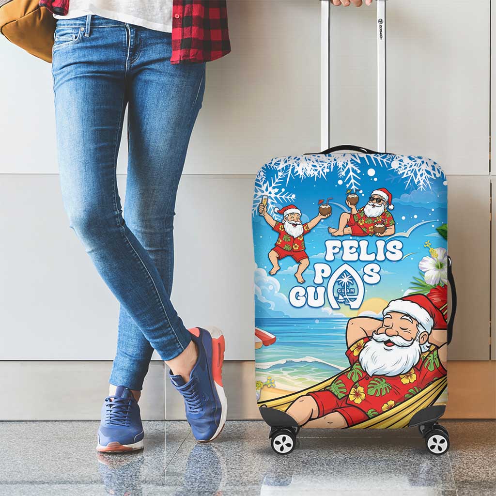 Guam Christmas Luggage Cover Felis Pasgua Chilling Santa - Polynesian Pride