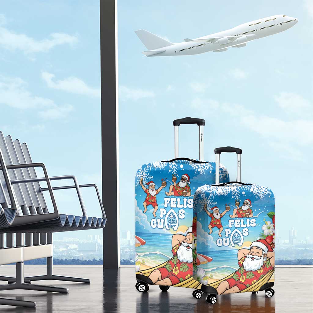 Guam Christmas Luggage Cover Felis Pasgua Chilling Santa - Polynesian Pride