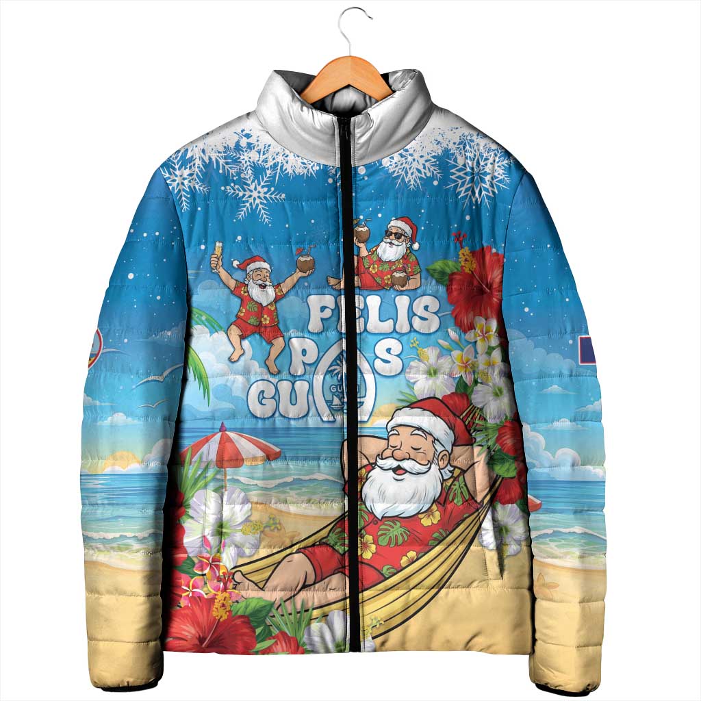 Guam Christmas Padded Jacket Felis Pasgua Chilling Santa - Polynesian Pride