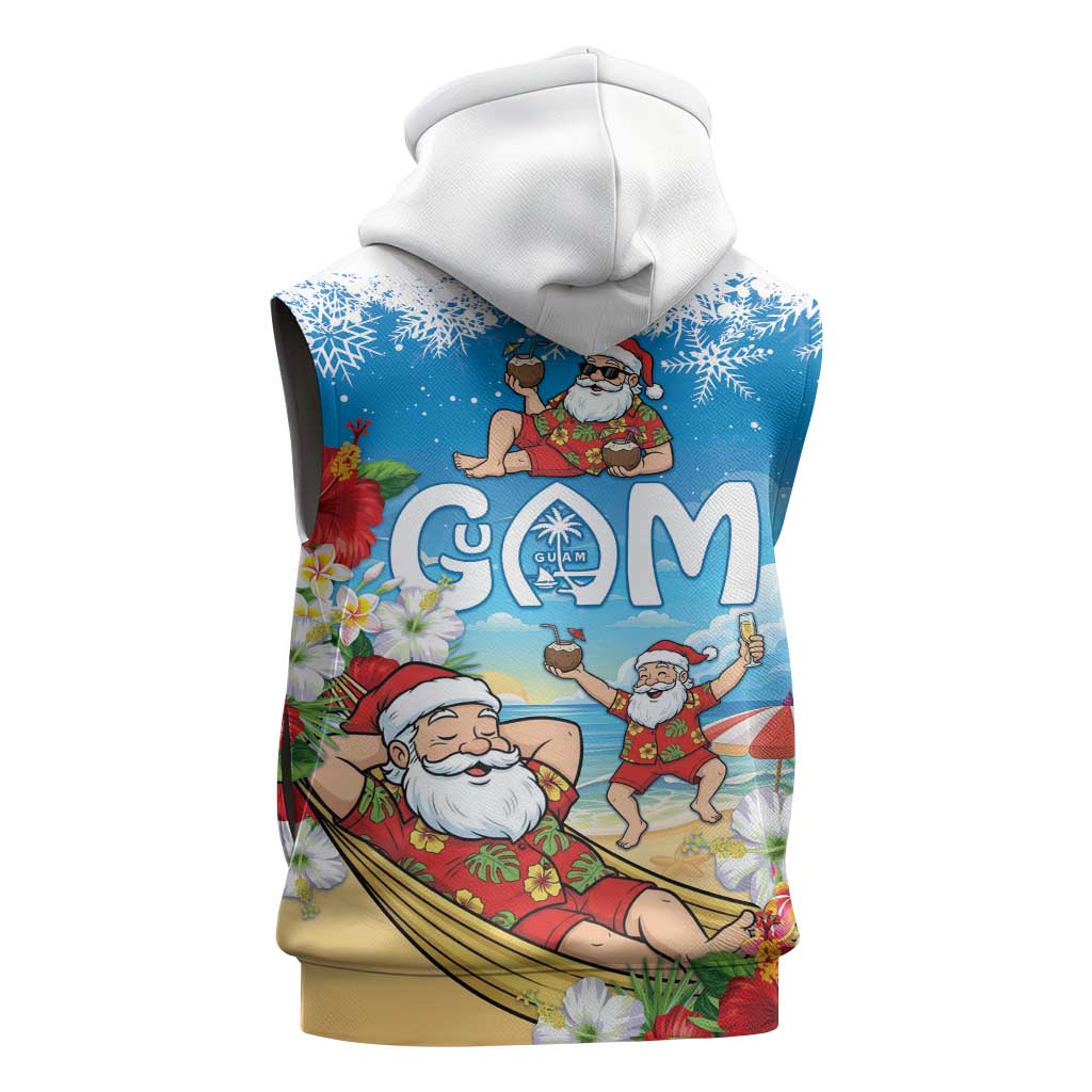 Guam Christmas Sleeveless Zip Hoodie Felis Pasgua Chilling Santa - Polynesian Pride