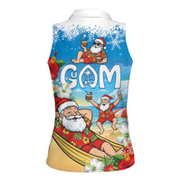 Guam Christmas Women Sleeveless Polo Shirt Felis Pasgua Chilling Santa - Polynesian Pride