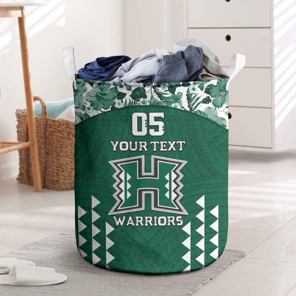 Custom Hawaii Football Laundry Basket Rainbow Warriors Tropical Vibes - Polynesian Pride