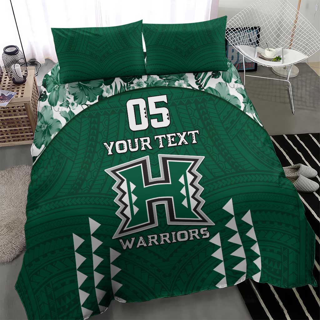 Custom Hawaii Football Bedding Set Rainbow Warriors Tropical Vibes - Polynesian Pride
