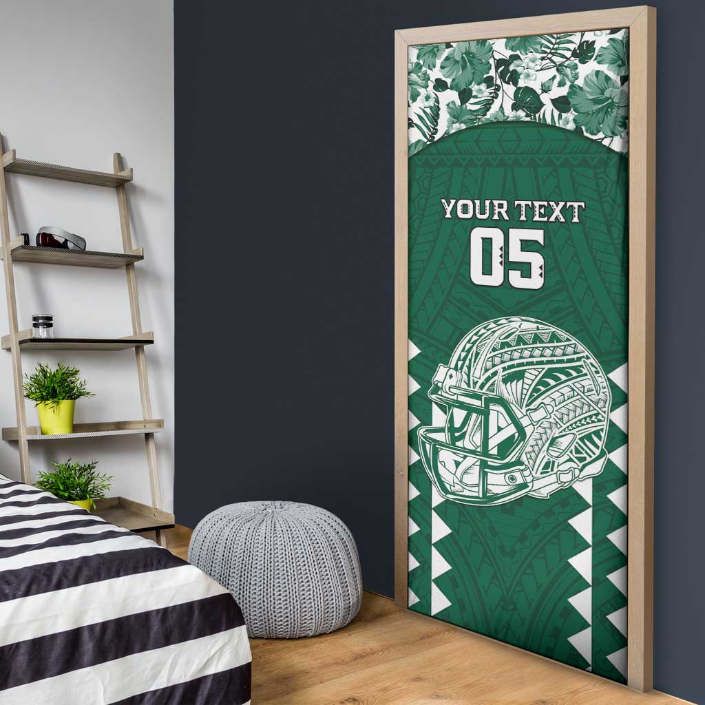 Custom Hawaii Football Door Cover Rainbow Warriors Tropical Vibes - Polynesian Pride