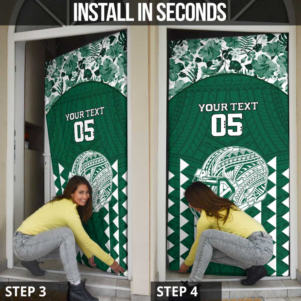 Custom Hawaii Football Door Cover Rainbow Warriors Tropical Vibes - Polynesian Pride