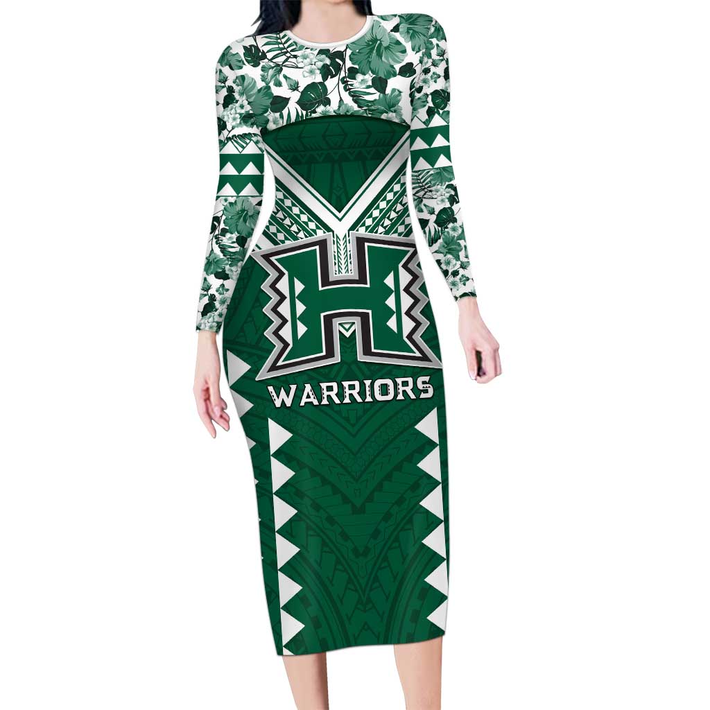 Custom Hawaii Football Family Matching Long Sleeve Bodycon Dress and Hawaiian Shirt Rainbow Warriors Tropical Vibes - Polynesian Pride